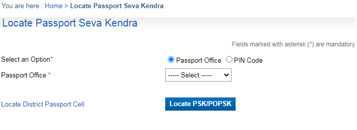 Find Passport seva Kendra