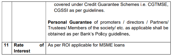 PNB MSMEs Loan PNB Seva Scheme Rate of Interest
